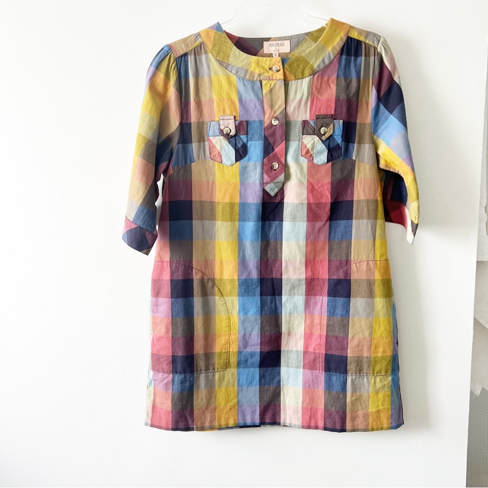 Madras by APC Shift Dress in plaid